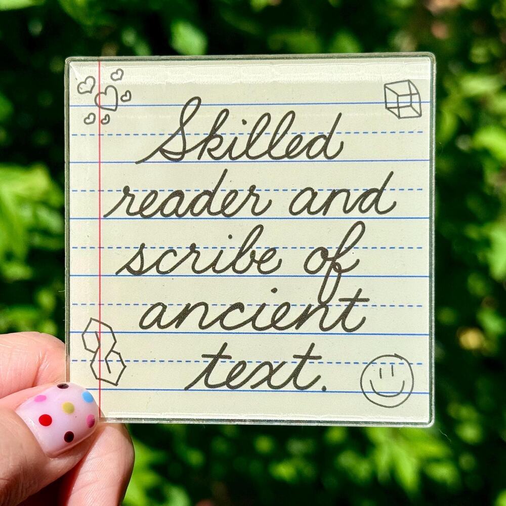 Skilled Reader of Cursive Magnet – Retro Notebook Paper Decor – Reader Gift